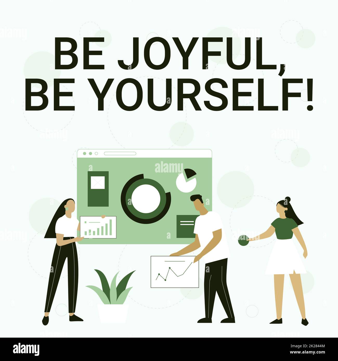 Schild mit der Aufschrift Be joyful Be You. Wort für „Genießen Sie Ihr Leben glücklich sein Lächeln immer fröhlich Mitarbeiter hilft zusammen Ideen zur Verbesserung Ihrer Fähigkeiten zu teilen“. Stockfoto