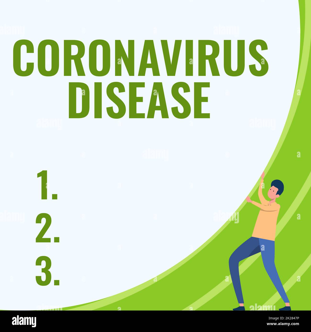 Schriftzeichen zeigt Text Coronavirus-Krankheit. Business Showcase definiert als Krankheit verursacht durch ein neuartiges Virus SARSCoV2 Gentleman Drawing Stand Push Big Circular Object. Stockfoto