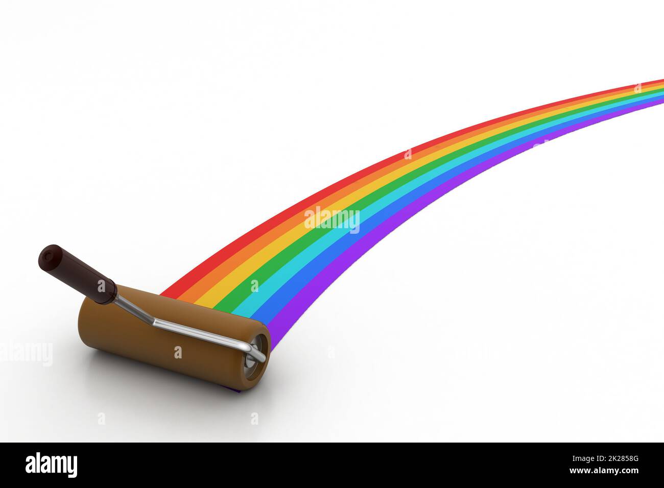 Regenbogen Farbe Malerei mit Roller Pinsel Stockfoto