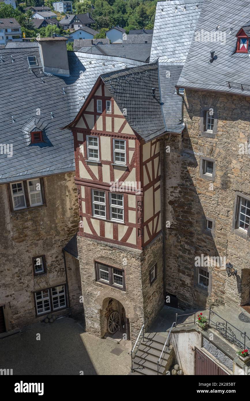 Gebäude im Innenhof der Burg Runkel, Hessen, Deutschland Stockfoto