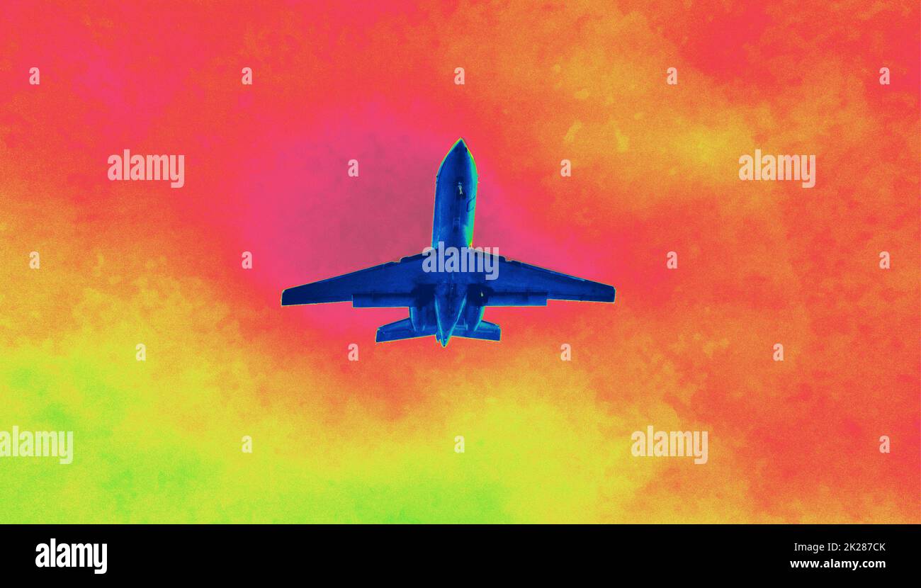 Konzept für den Klimawandel und den Air Miles Carbon Index aircarbon UK Stockfoto
