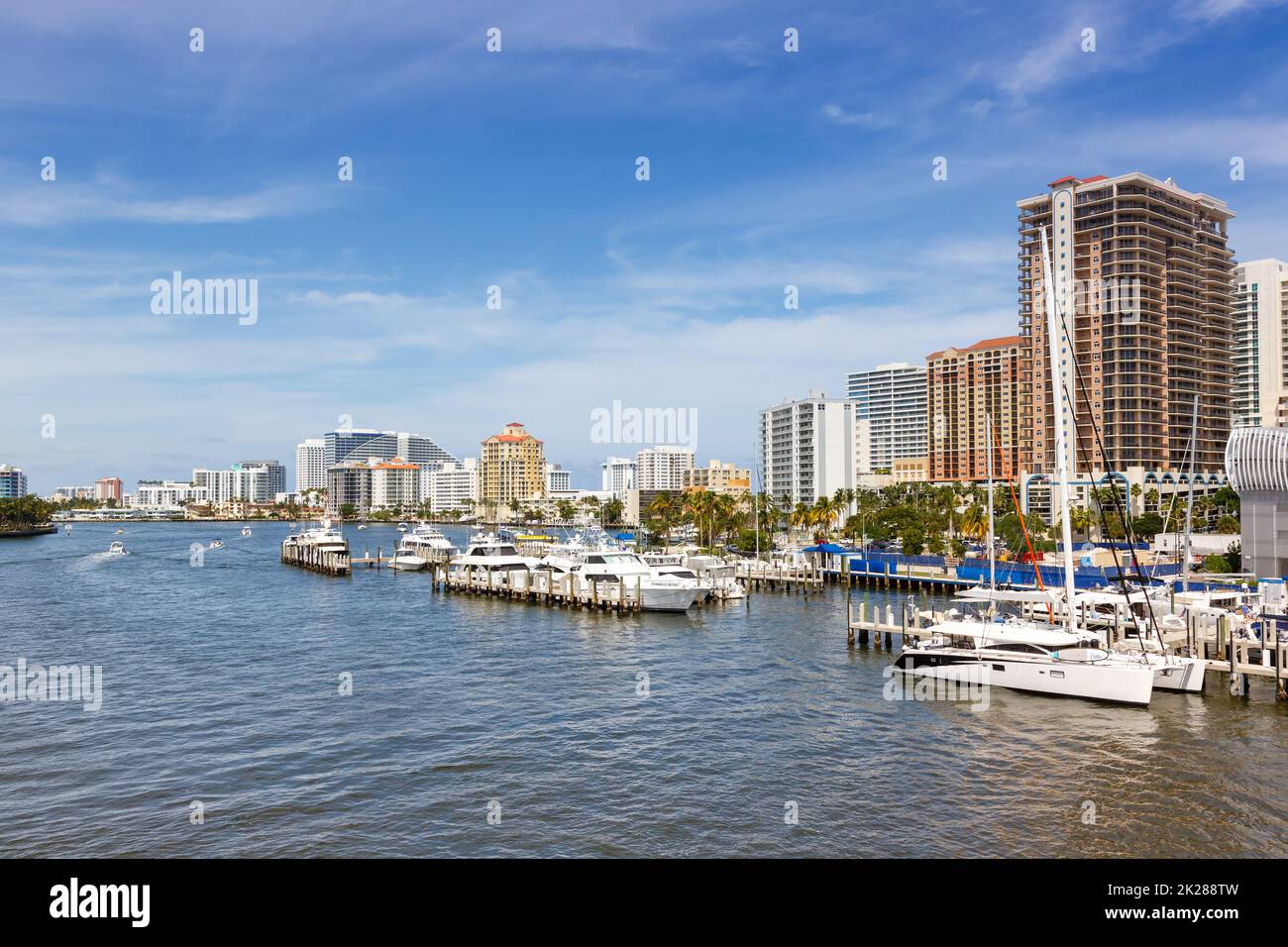 Fort Lauderdale Skyline Florida Downtown City Marina Boote Stockfoto