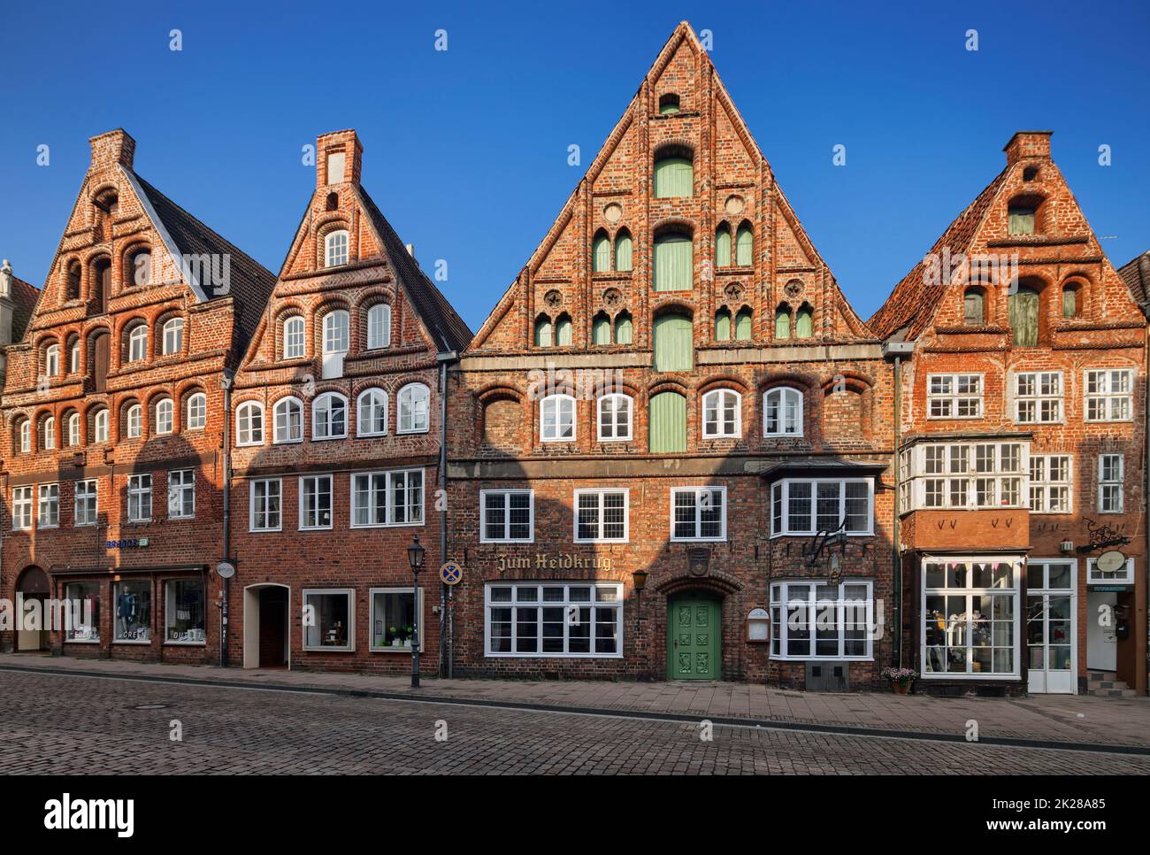 Deutschland, hansestadt - historische Gebäude in Lüneburg, Niedersachsen, Backsteingotik mittelalterliche Architektur Stockfoto