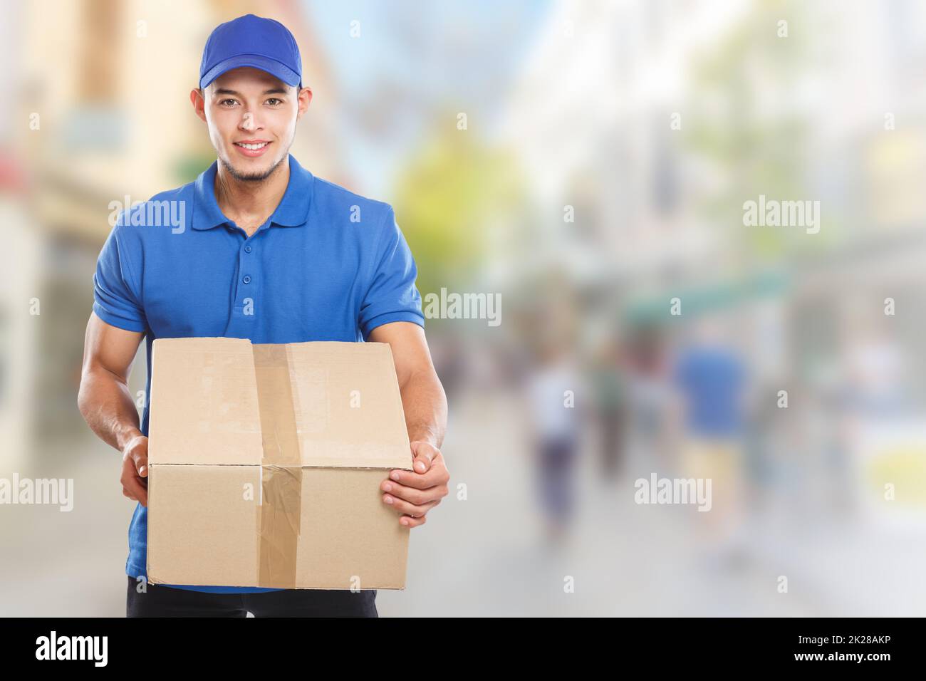 Paketzustelldienst Paketpackung Zustellort Kopierraum Kopierraum Logistik junger latein Stockfoto