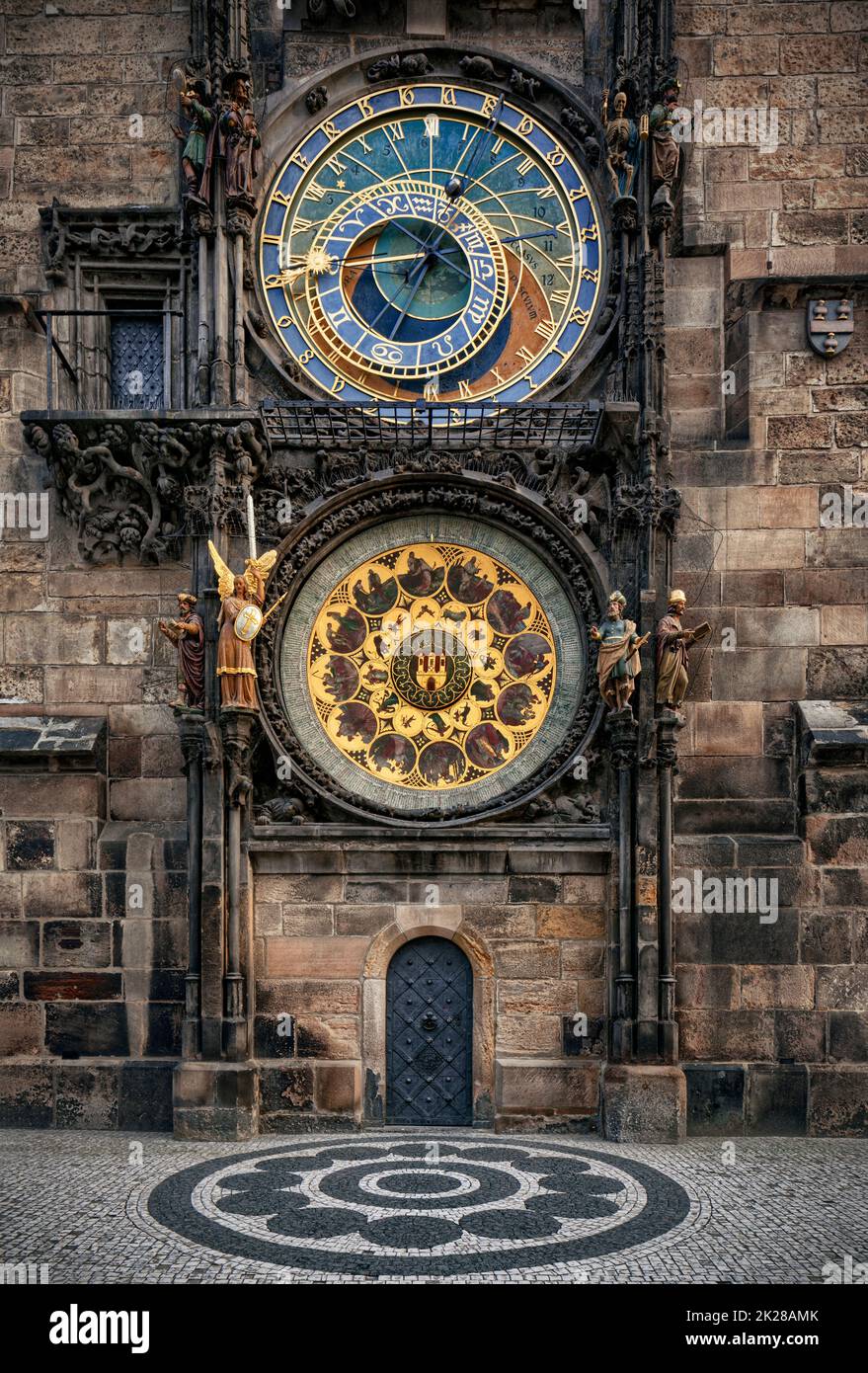 Prager astronomische Uhr oder Prager Orloj - mittelalterliche gotische Architektur, Tschechische Republik Stockfoto