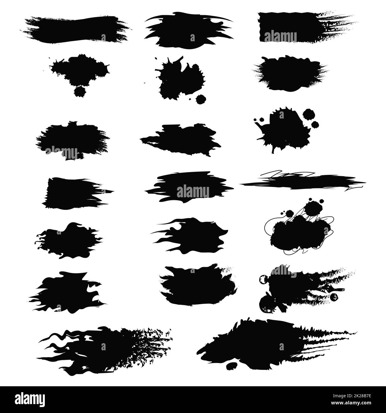 Verschiedene Konturen von schwarzer Farbe auf weißem Hintergrund - Vektor Stockfoto