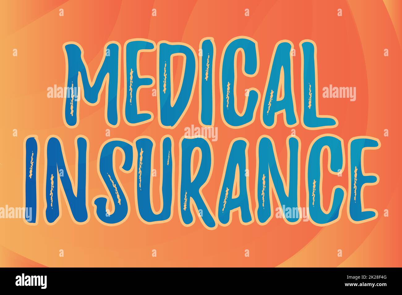 Schreiben Text Krankenversicherung anzeigen. Konzeptionelles Fotosystem zur Finanzierung der medizinischen Ausgaben der versicherten Linie illustrierte Hintergründe mit verschiedenen Formen und Farben. Stockfoto