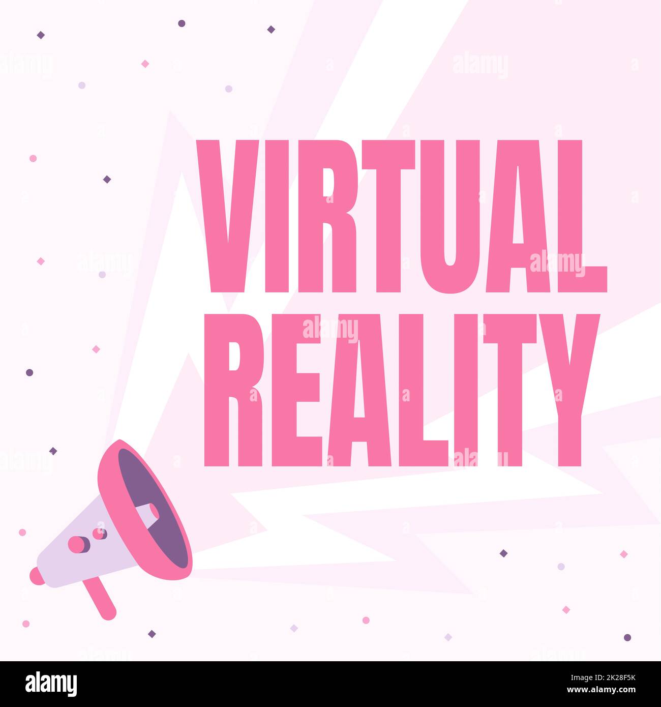 Textschild mit Virtual Reality. Internet-Konzept Virtuelle Realität Megaphon Zeichnung Mit Blitzwellen-Sound Macht Laute Ankündigung. Stockfoto