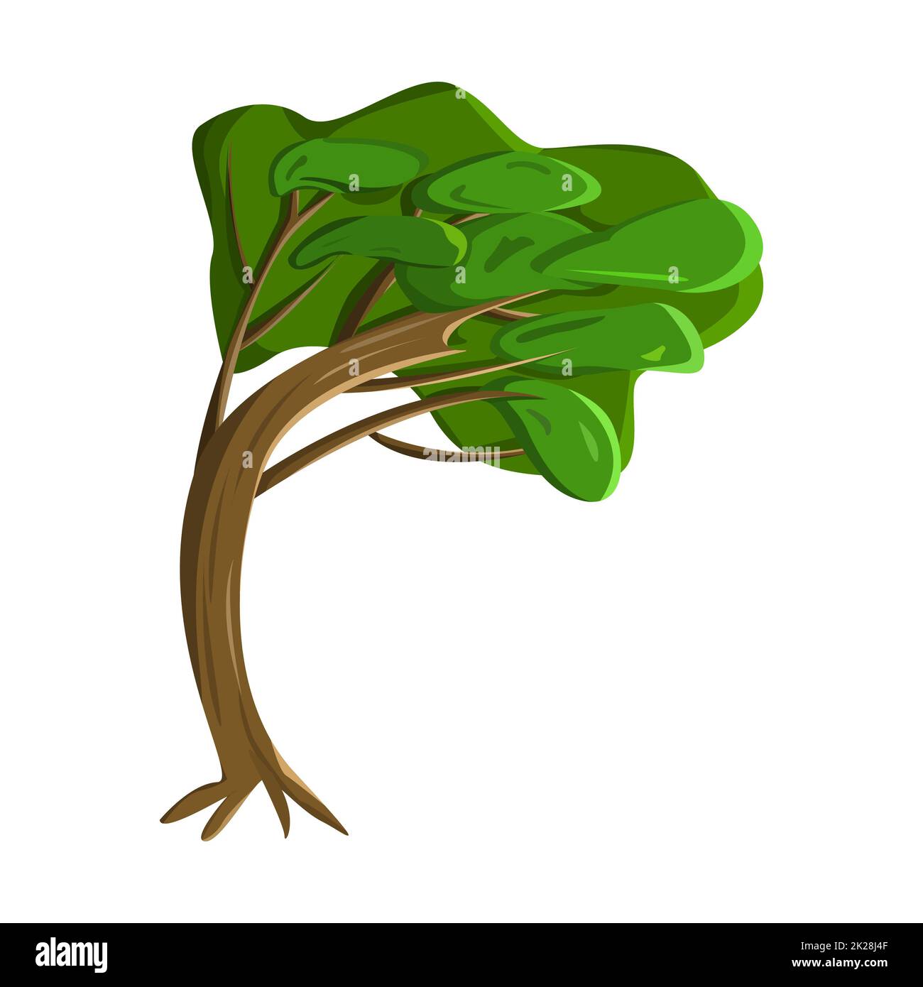 Realistischer grüner alter hoher Baum, isoliert auf weißem Hintergrund - Vektor Stockfoto