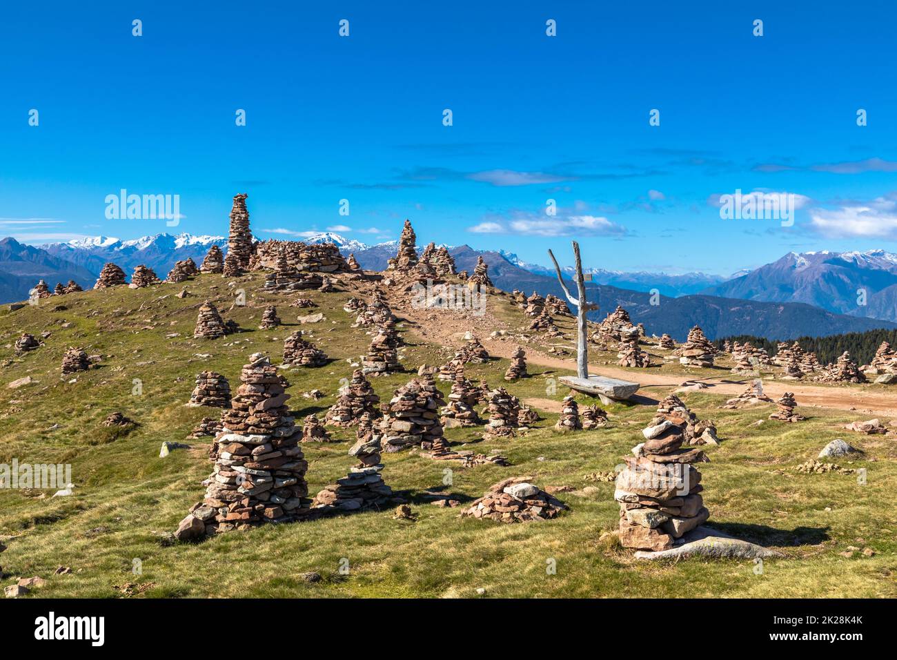 Stoanerne Mandln, steinhaufen auf dem Berg hohe Reisch, Südtirol Stockfoto