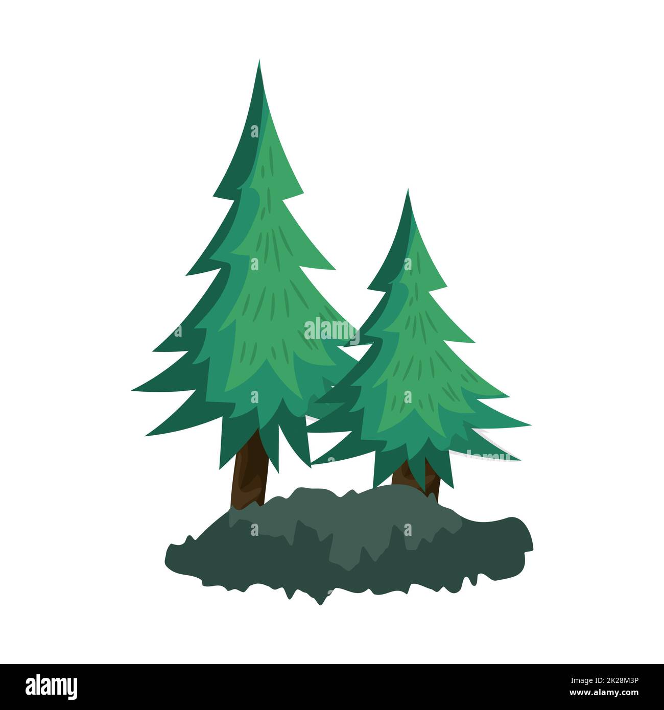 Realistische dichte grüne Tannenbäume auf weißem Hintergrund - Vektor Stockfoto