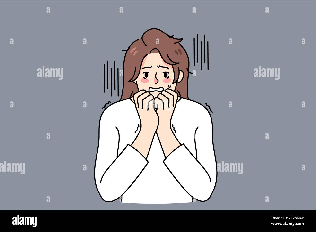 Unglückliche Frau hat Angst und Angst Stockfoto