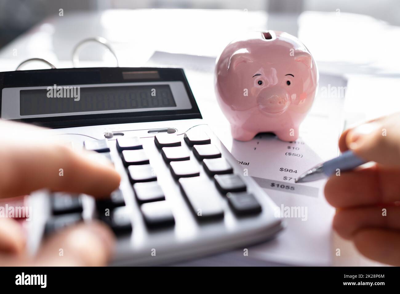 Sparen Sie Geld In Piggybank. Finanzbudget Wird Gespeichert Stockfoto