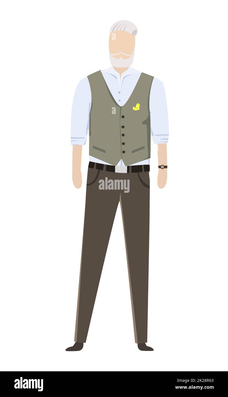 Stilvoll gekleideter und modischer älterer Großvater - Vector Stockfoto