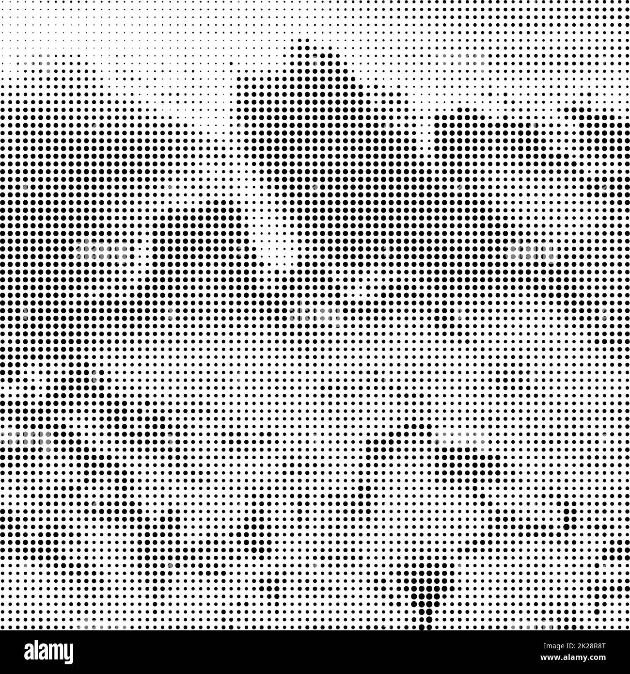 Rasterungsmuster. Satz von Punkten. Gepunktete Textur auf weißem Hintergrund. Overlay Grunge Template. Not Linear Design. Stockfoto