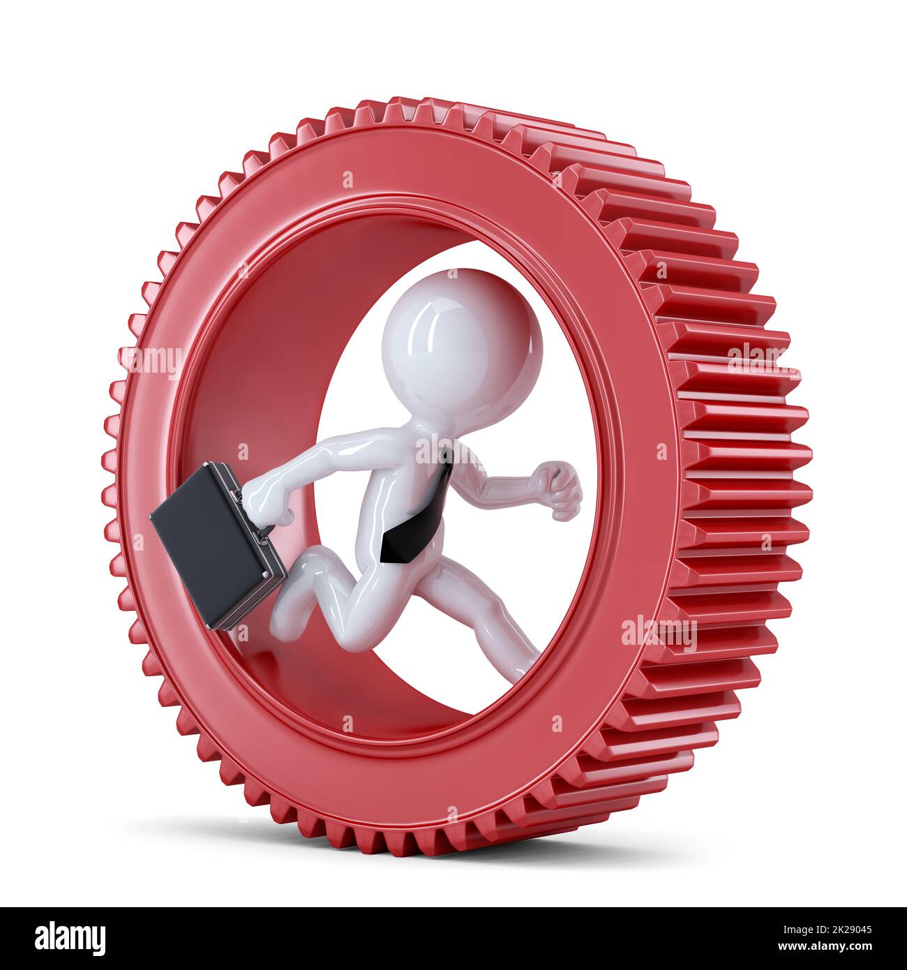 Ein Geschäftsmann, der in Sachen läuft. Geschäftliche Metapher Stockfoto