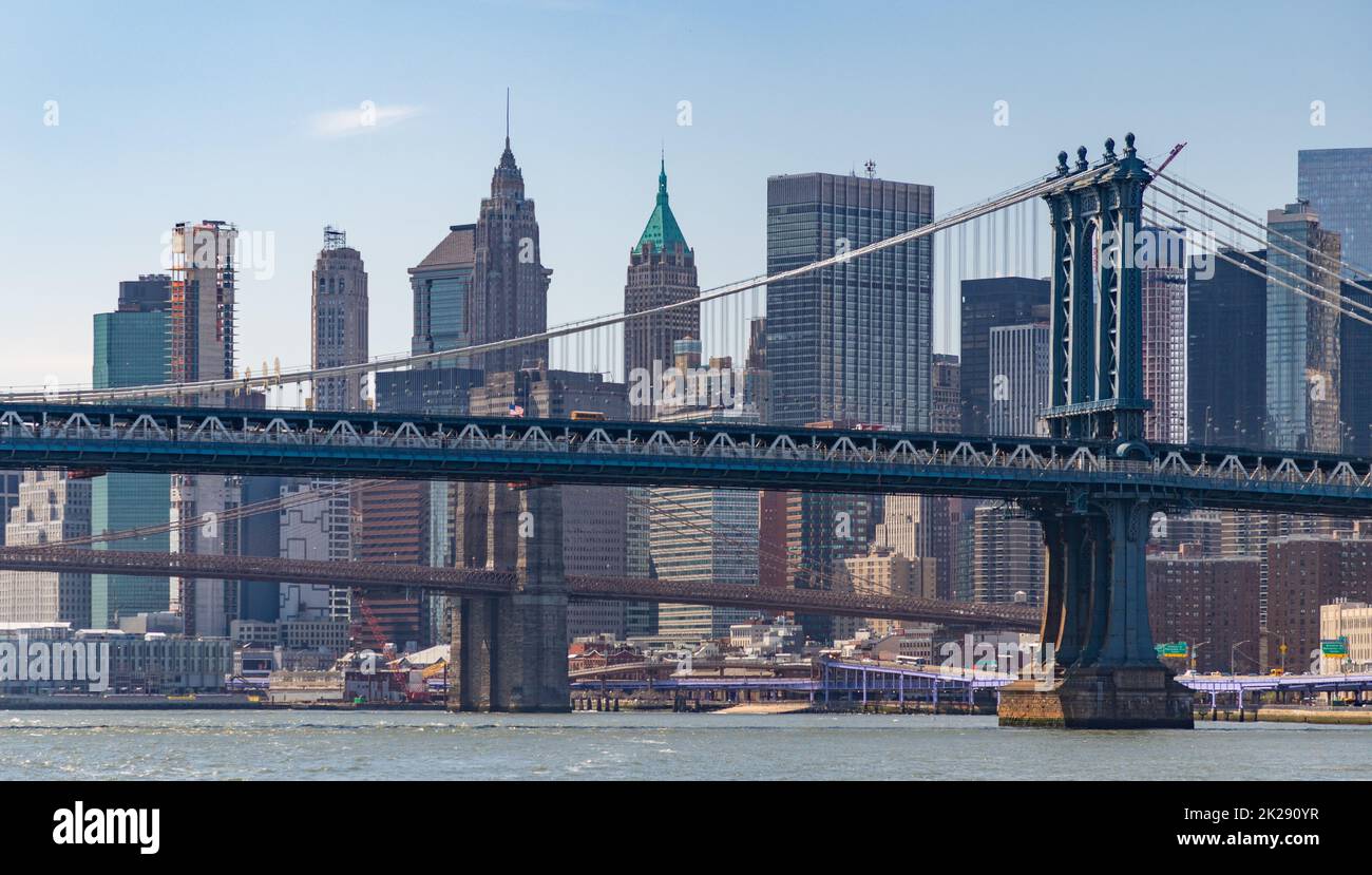 New York und Manhattan Bridge Stockfoto