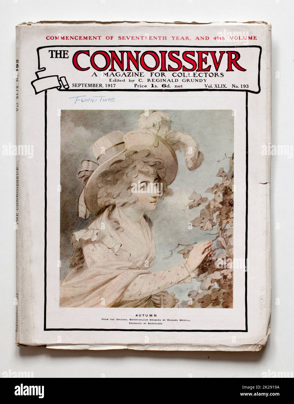 Ausgabe 1917 des Connoisseur Magazins - Herbstmalerei auf dem vorderen Cover Stockfoto