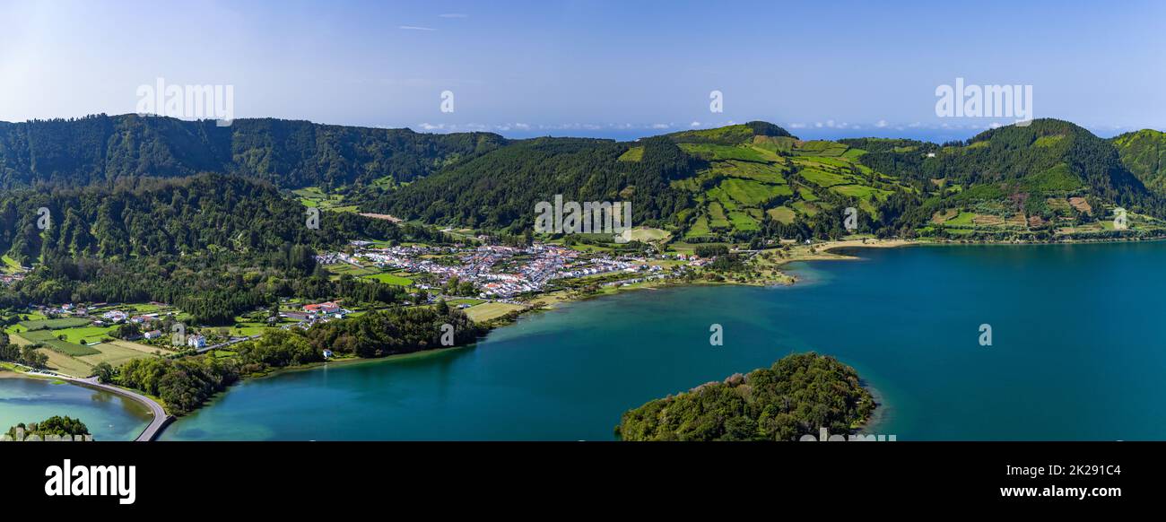 Blaue Lagune und Sieben Städte Stockfoto