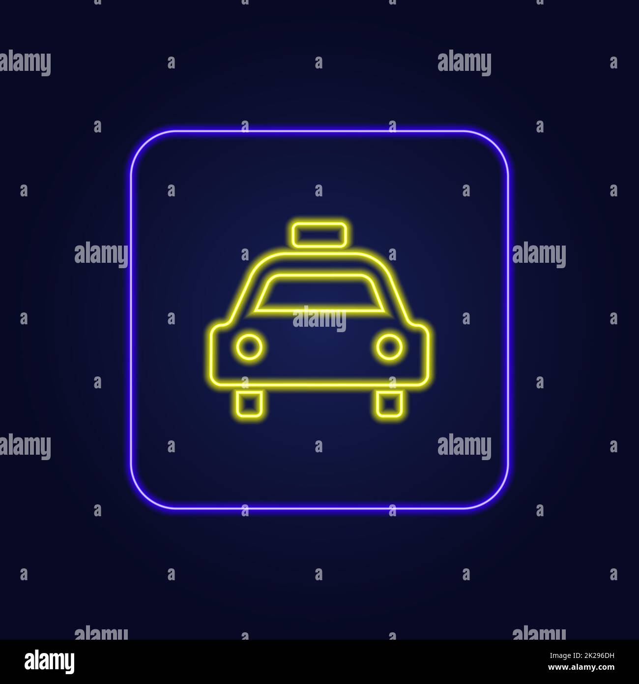 Wunderschönes, stilvolles, farbenfrohes Neon-Taxi-Symbol - Vector Stockfoto