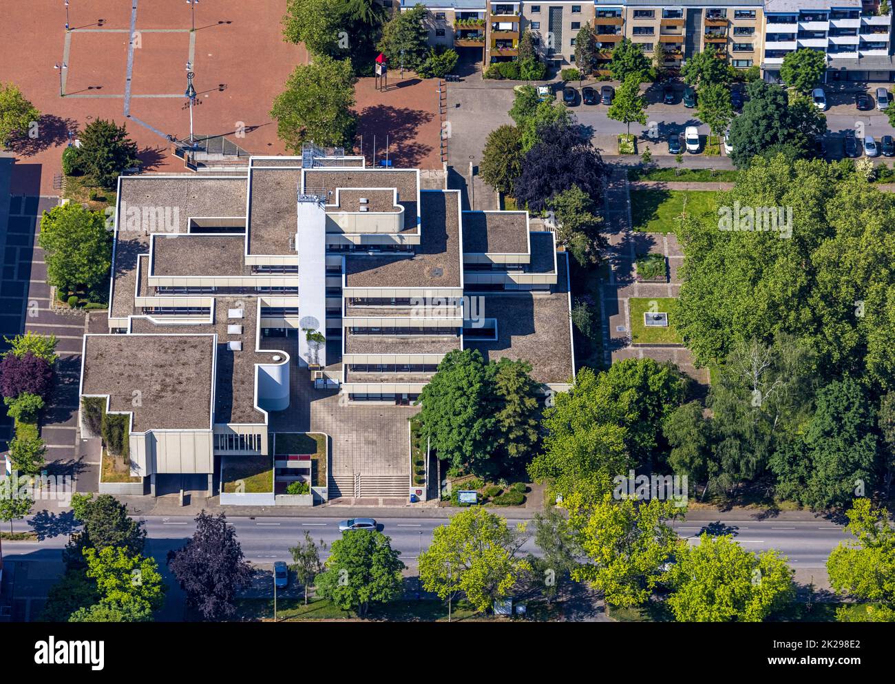 Luftaufnahme, Rathaus Bockum-Hövel, Hamm, Ruhrgebiet, Nordrhein-Westfalen, Deutschland, Behörde, DE, Europa, Städtisches Jobcenter Hamm AöR, luftbild ph Stockfoto