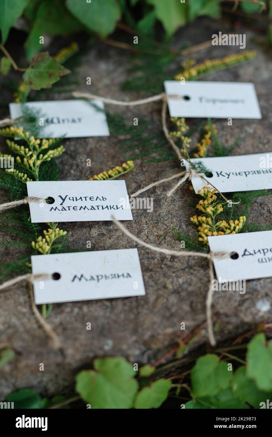 Sitzplatte für Restaurantgäste Stockfoto