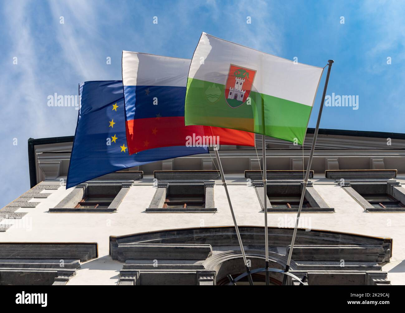 Slowenische Flaggen Stockfoto