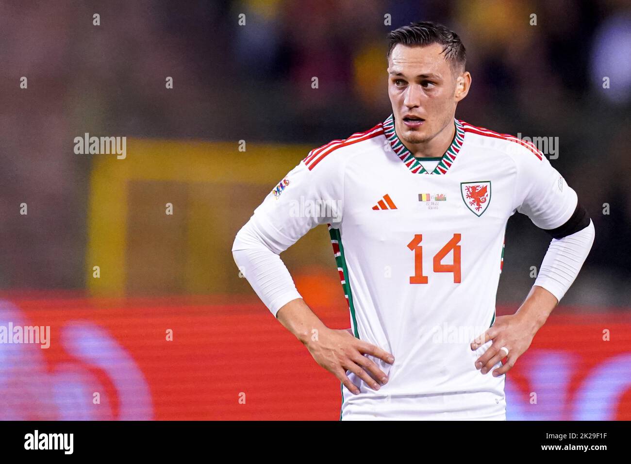 BRÜSSEL, BELGIEN - 22. SEPTEMBER: Connor Roberts of Wales während der UEFA Nations League Ein Spiel der Gruppe 4 zwischen Belgien und Wales im Stade ROI Baudouin am 22. September 2022 in Brüssel, Belgien (Foto: Joris Verwijst/Orange Picles) Stockfoto