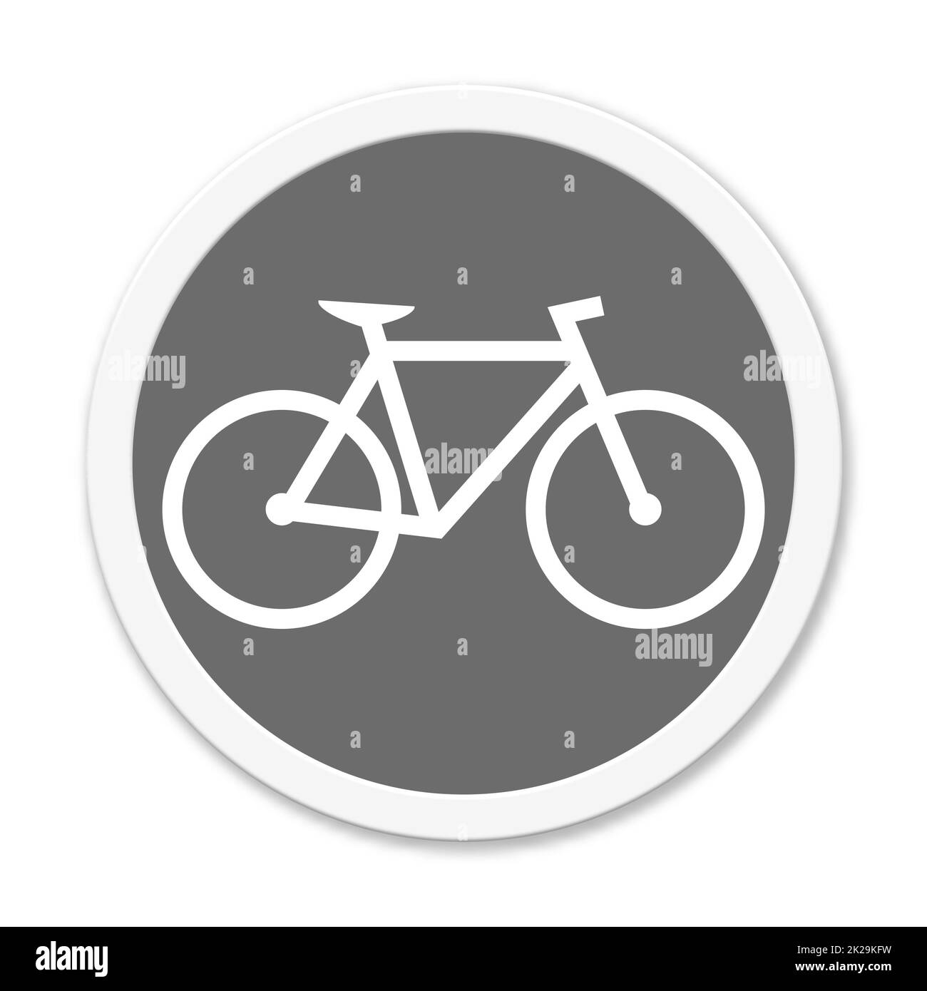 Grauer Knopf mit weißem Rahmen: Fahrrad oder Fahrrad Stockfoto