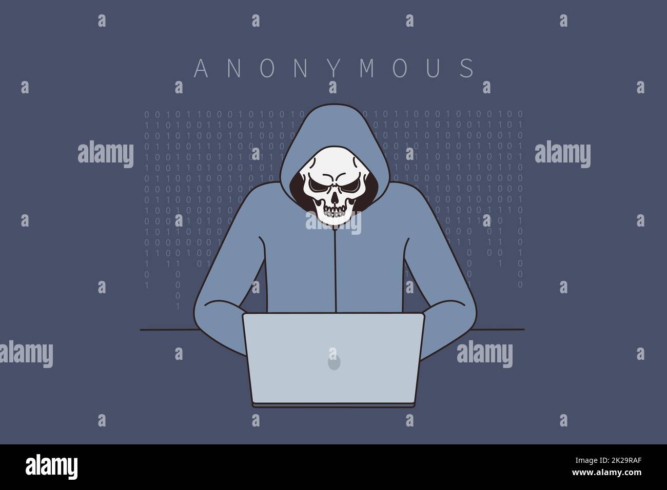 Anonymer Hacker bricht in das Computersystem ein Stockfoto