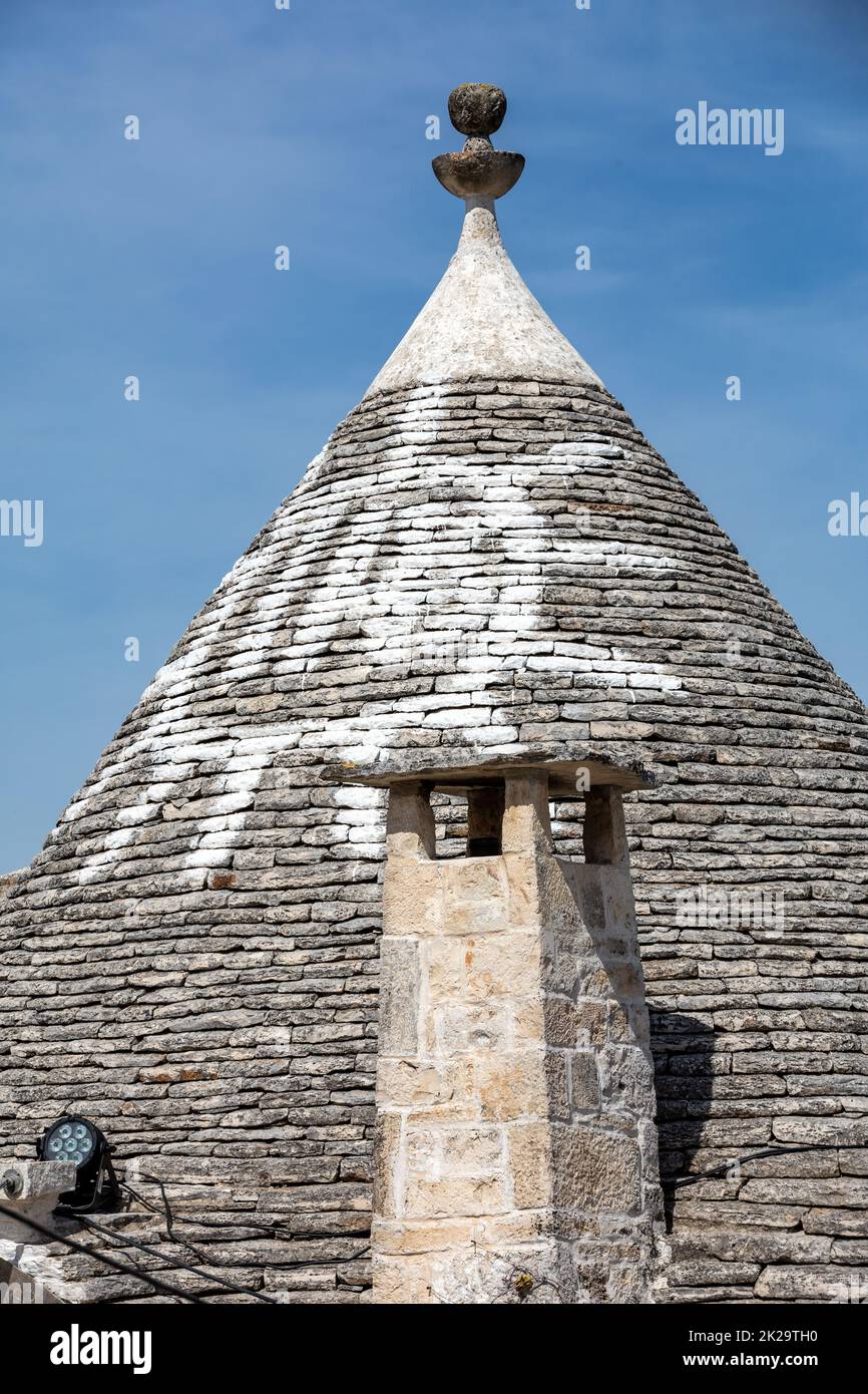 Steindächer der Trulli Häuser in Alberobello Italien. Stockfoto