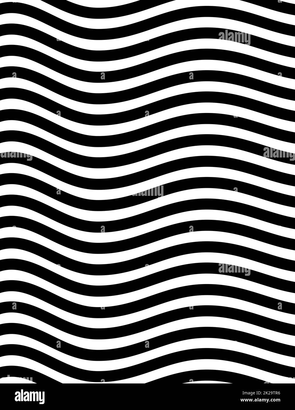 Wellenmuster mit Streifen in Schwarz und Weiß Stockfoto