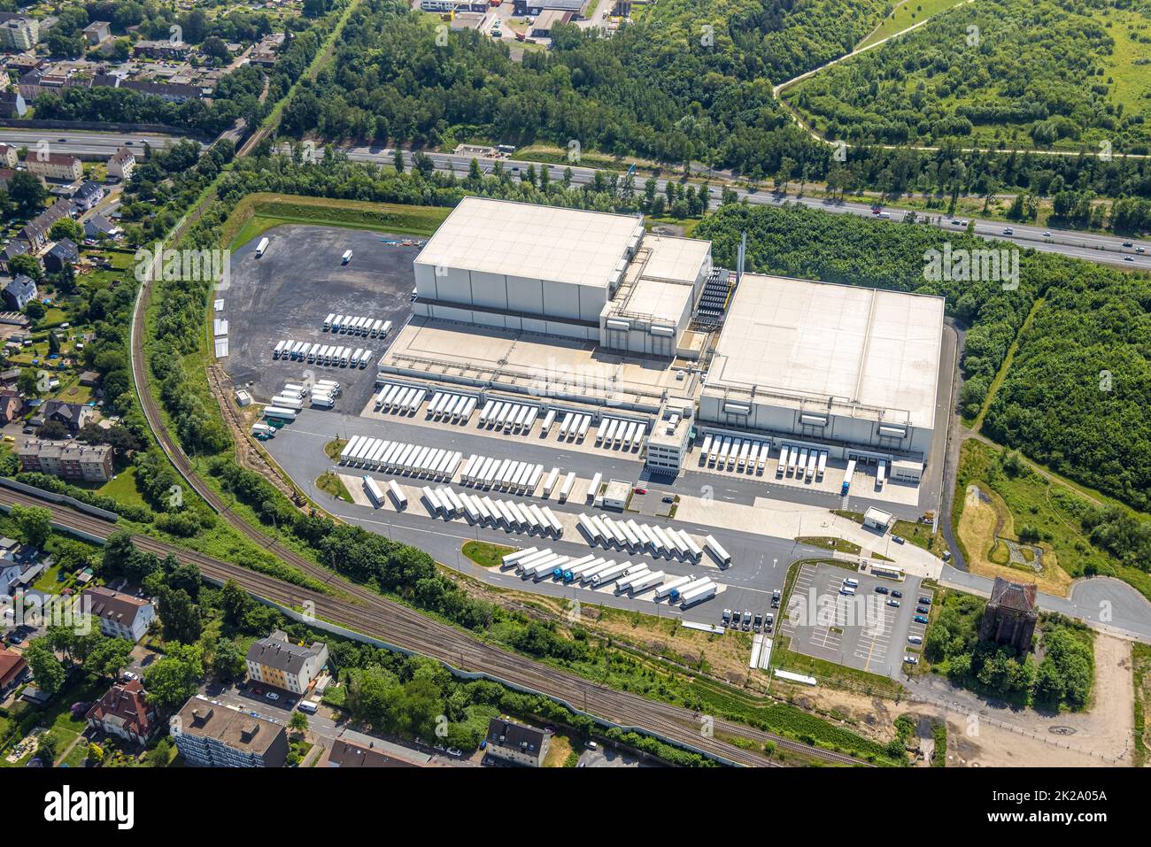 Luftaufnahme, NORDFROST GmbH, Unser Fritz, Herne, Ruhrgebiet, Nordrhein-Westfalen, Deutschland Stockfoto