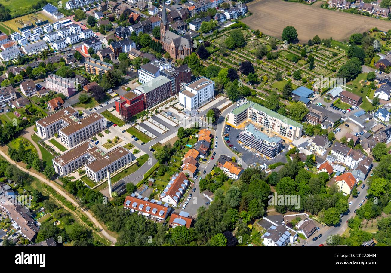 Luftbild, Campus der St. Elisabeth Gruppe mit Baustelle, Kath. Kirche