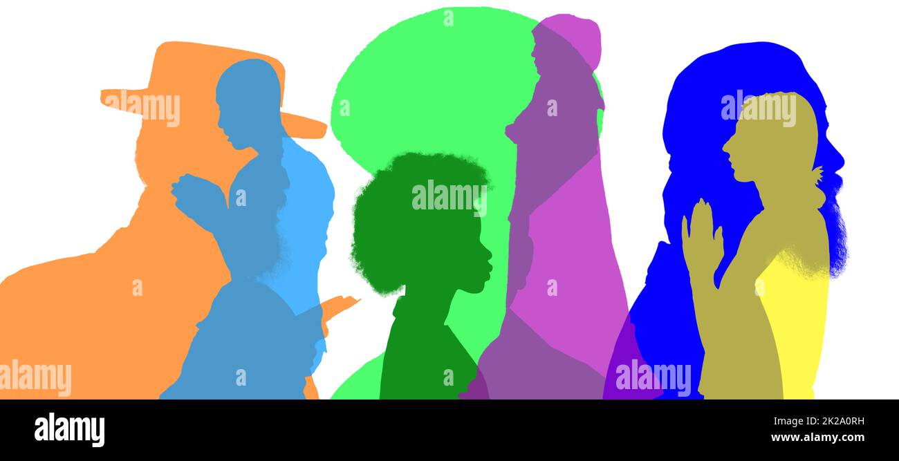 Vielfalt am Arbeitsplatz oder in einer Gesellschaft. Menschen verschiedener Herkunft. Stockfoto
