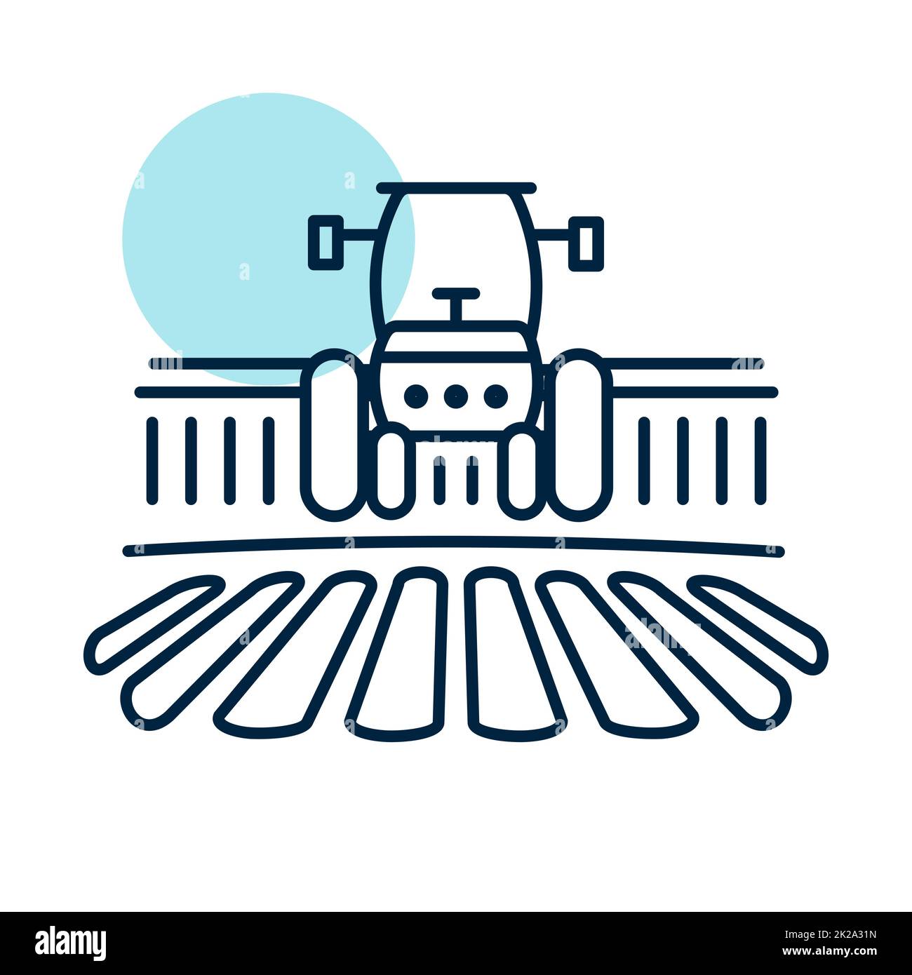 Der Traktor verarbeitet die Erde als Symbol für ländliche Landschaften Stockfoto