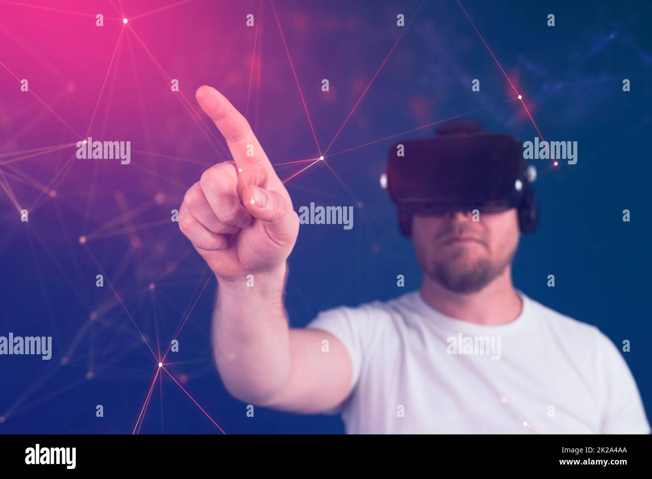 Metaverse-Technologie-Konzept. Virtuelle erweiterte Realität in sozialen Netzwerken. Stockfoto