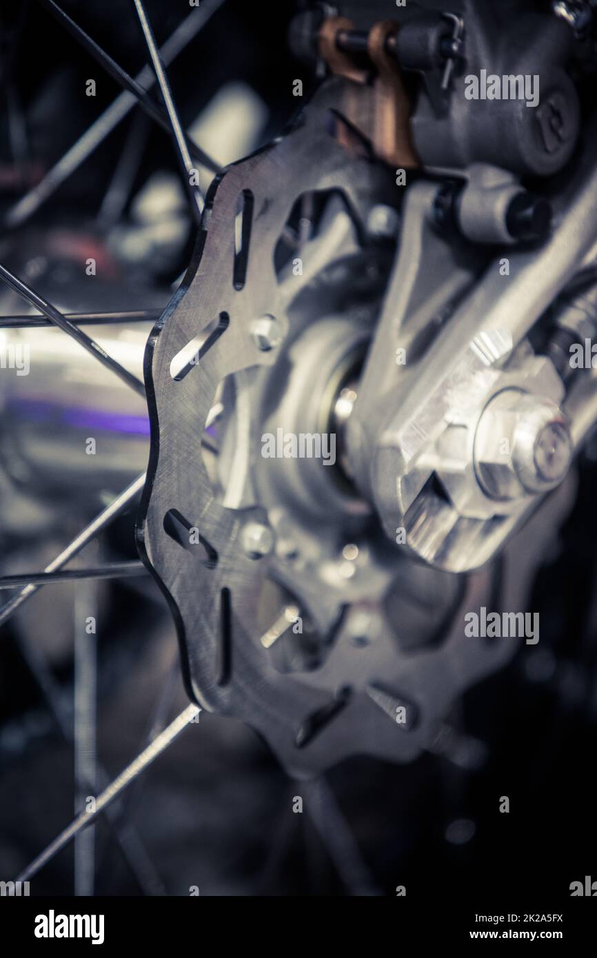 Scheibenbremse Motorrad hinten Stockfoto