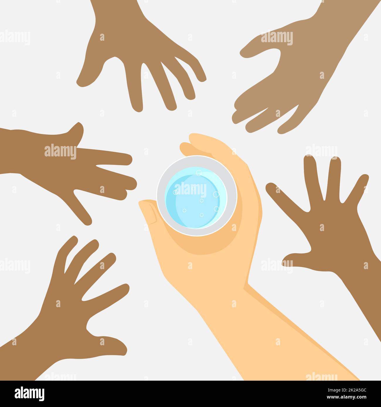 Weltwassertag retten Wasser retten Leben für Afrika-Kinder. Hand hält Glas mit Wasser. vektor-Instillation Hintergrund. Stockfoto