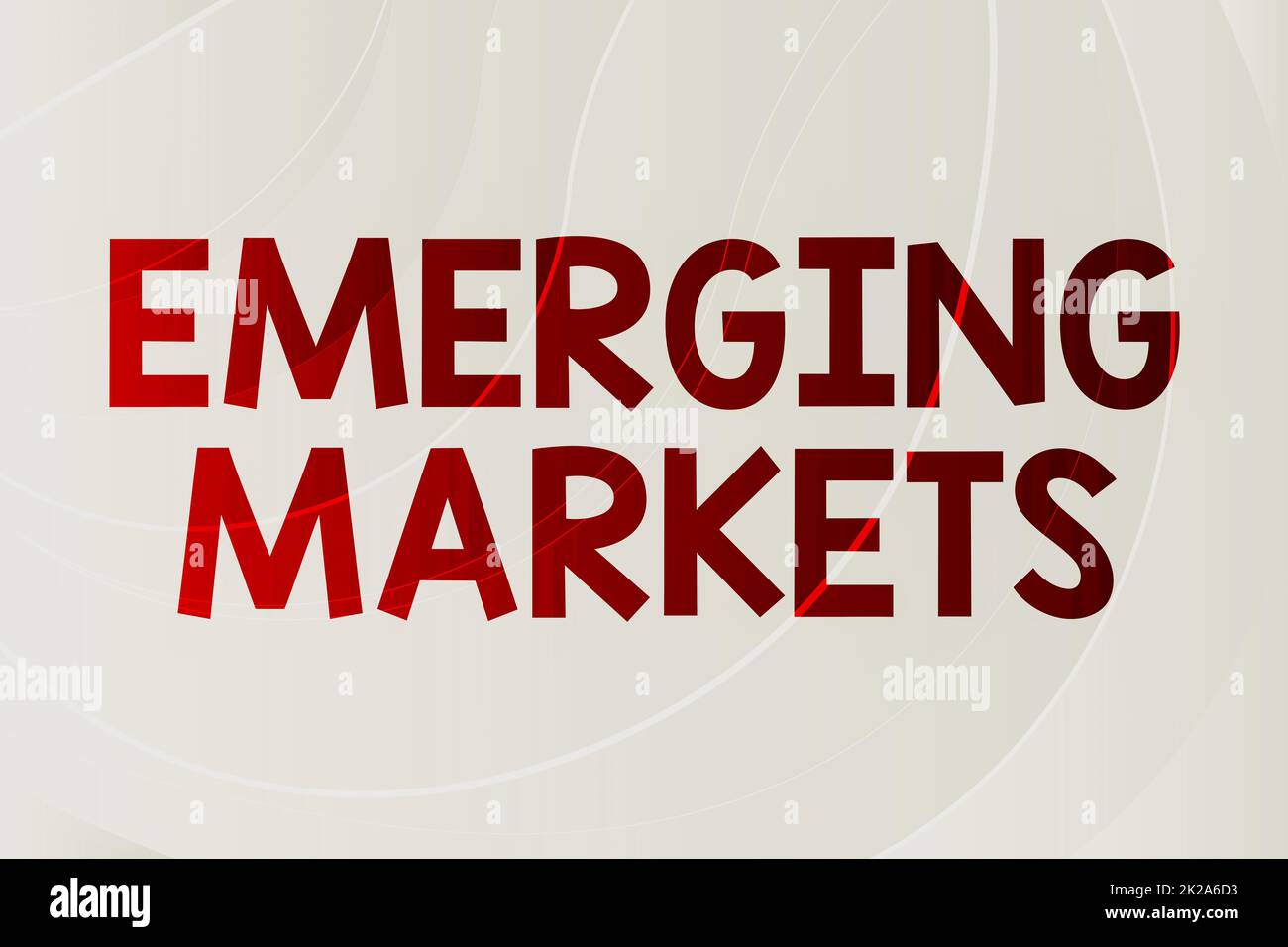 Schreiben von Text Emerging Markets (Neue Märkte). Unternehmen präsentieren Länder, die in produktivere Kapazitäten investieren Line illustrierte Hintergründe mit verschiedenen Formen und Farben. Stockfoto