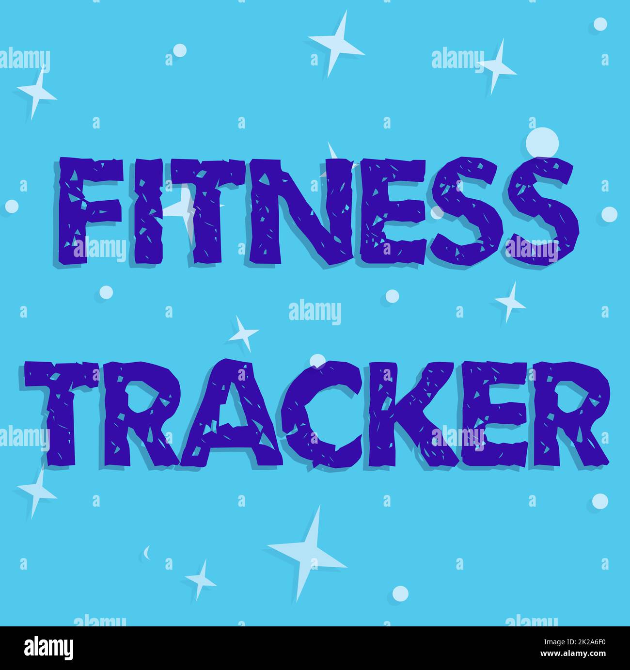 Text mit Inspiration Fitness Tracker. Wort für ein Überwachungsgerät, das alle gesundheitsbezogenen Aktivitäten aufzeichnet Linie illustrierte Hintergründe mit verschiedenen Formen und Farben. Stockfoto