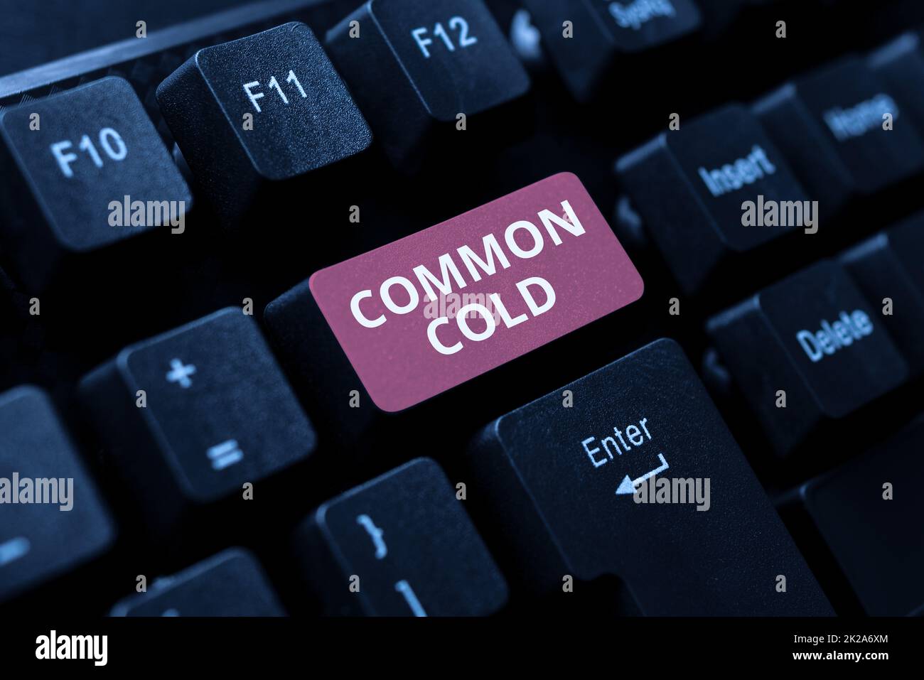 Schreiben mit Text Common Cold. Geschäftskonzept Virusinfektion in den oberen Atemwegen hauptsächlich Einfluss auf Nasenschreiben Online-Recherchentextanalyse, Transkription aufgezeichnete Voice-E-Mail Stockfoto
