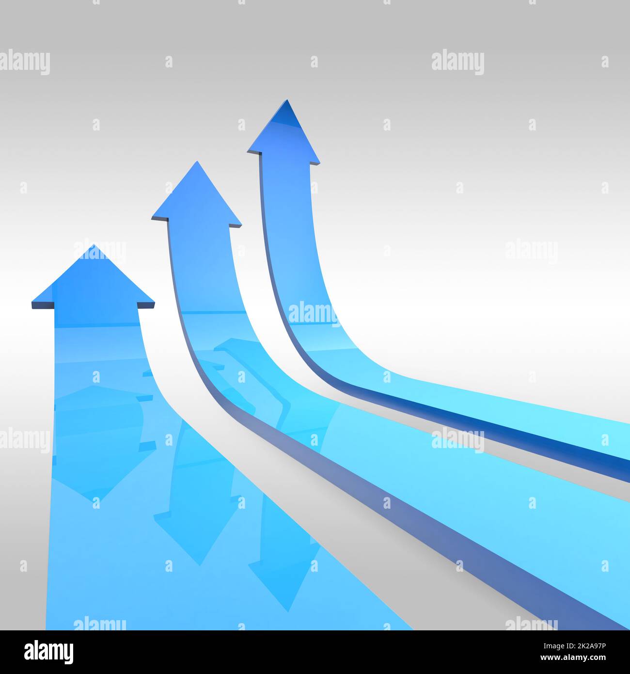 Alles zeigt nach oben. Computergrafik der Pfeile. Stockfoto