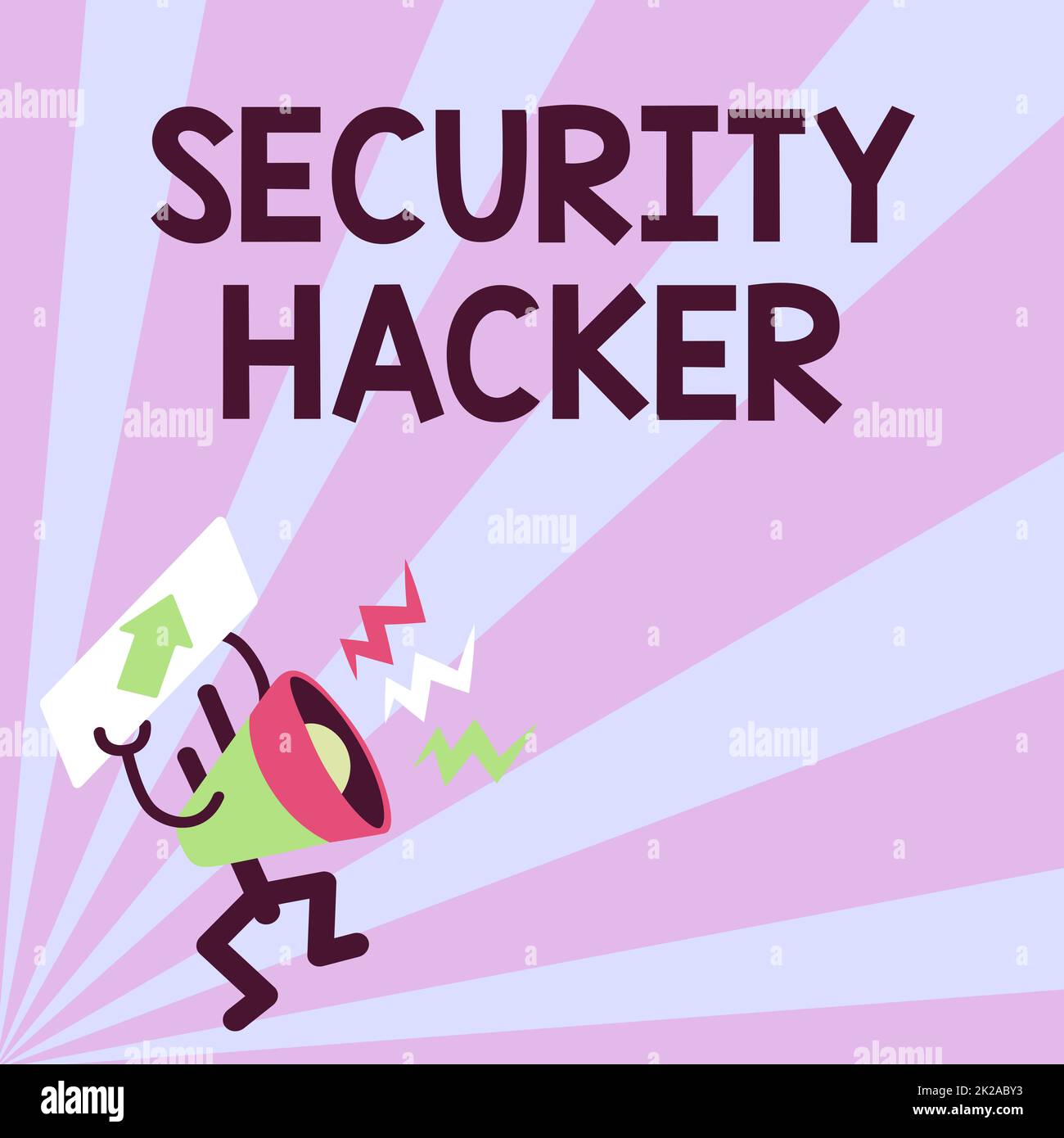 Konzeptionelle Überschrift Security Hacker. Geschäftsübersicht jemand, der Methoden für einen Verstoß gegen die Abwehrmaßnahmen untersucht Megafone Anzeigen wichtiger Nachrichten detaillierter Bericht Stockfoto