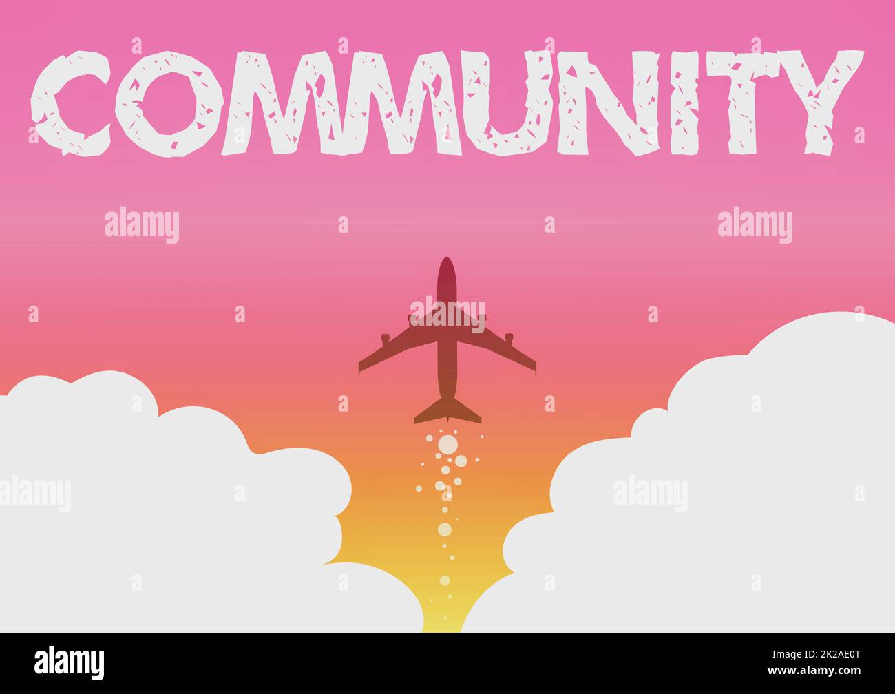 Die angezeigte Community unterschreiben. Unternehmensübersicht spezifische Population mit gemeinsamen Merkmalen Zusammenleben Illustration des Flugzeugstarts „Fast Straight Up to the Skies“. Stockfoto