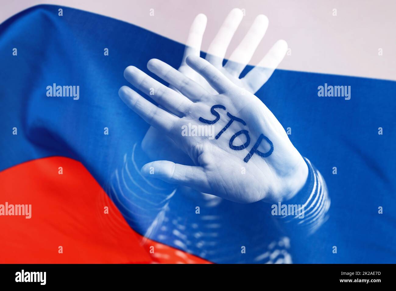 Krieg in der Ukraine. Stopp-Krieg-Konzept. Menschenrechtsverletzungen. Stockfoto