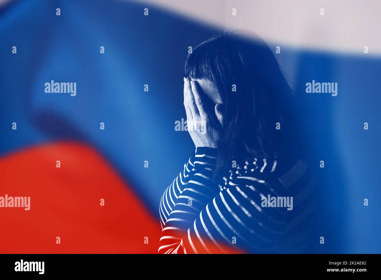 Krieg in der Ukraine. Stopp-Krieg-Konzept. Menschenrechtsverletzungen. Stockfoto