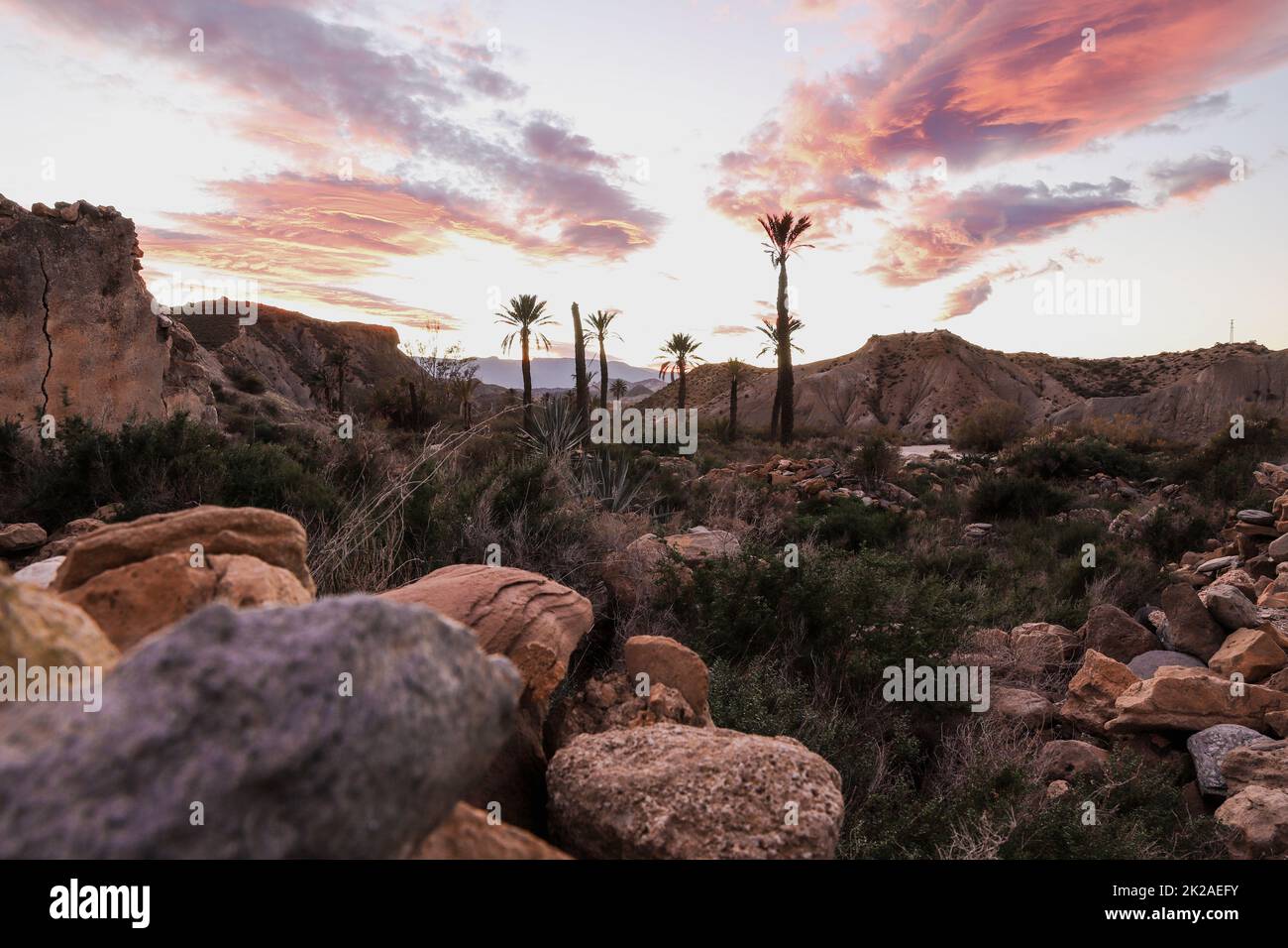 Reisen Sie durch die Natur der Badlands in Europa Spanien Stockfoto