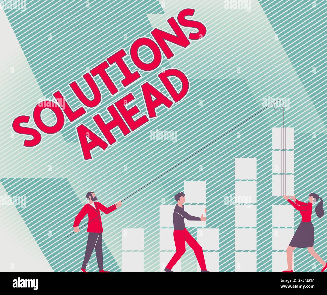 Inspiration für die Präsentation von Signage Solutions Ahead. Wort für im Voraus durchgeführte Maßnahmen oder Prozesse zur Problemlösung oder Ausgabe von Illustration von Partnern Aufbau neuer wunderbarer Ideen zur Verbesserung der Fähigkeiten. Stockfoto