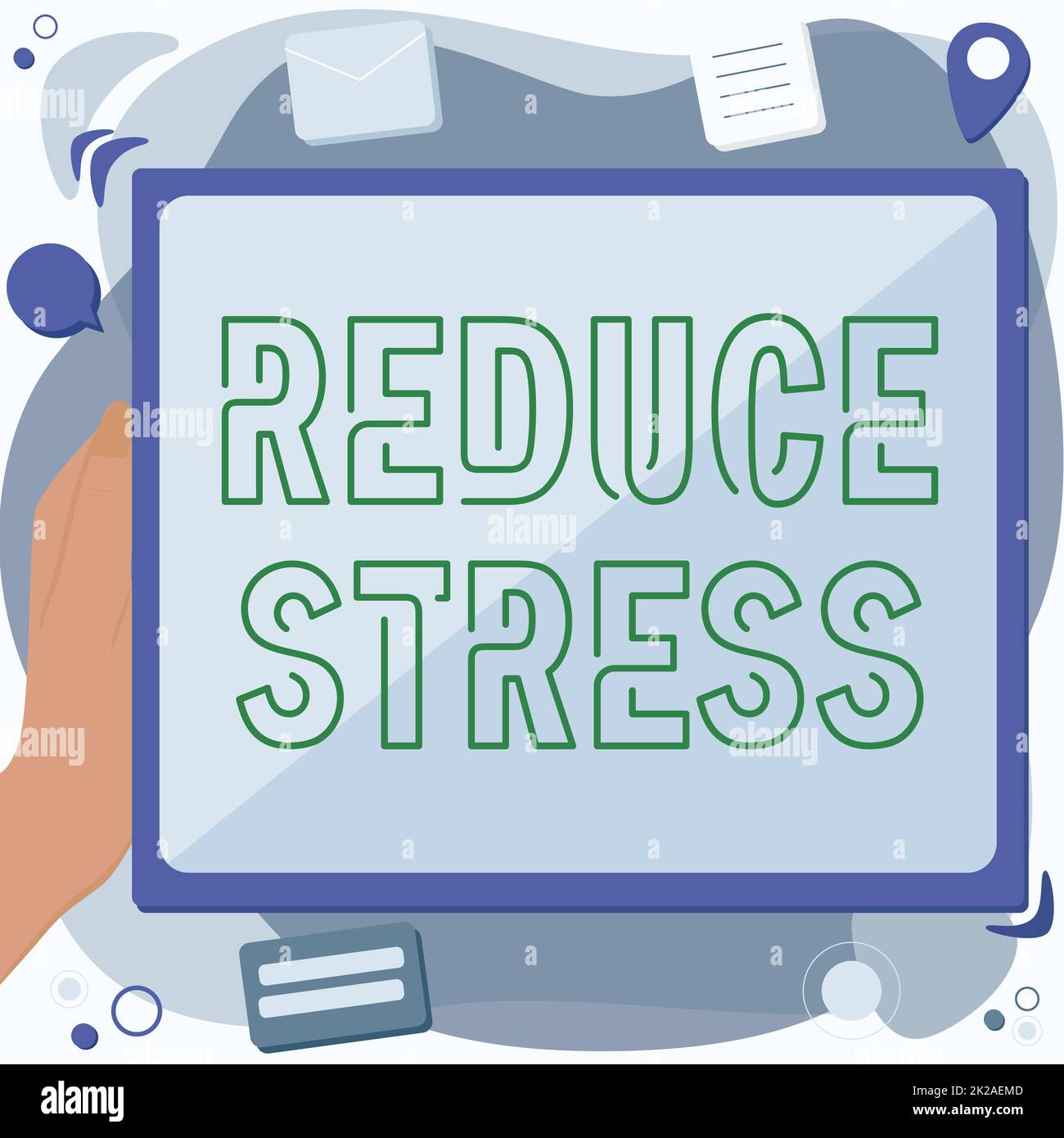 Textzeichen für „Stress reduzieren“. Geschäftsidee zur Verringerung der mentalen oder emotionalen Belastung oder Spannung Abstract Löschen des Browserverlaufs, Bearbeiten Organisieren von Online-Dateien. Stockfoto